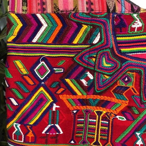Guatemalan Colorful Geometric embroidery Tote Bag - Picture 5 of 15